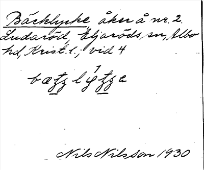 Bild på arkivkortet för arkivposten Bäcklycke