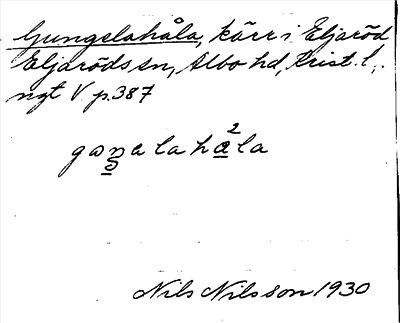 Bild på arkivkortet för arkivposten Gungelahåla