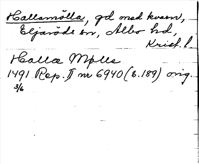 Bild på arkivkortet för arkivposten Hallamölla