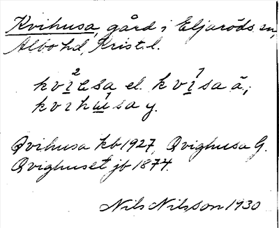 Bild på arkivkortet för arkivposten Kvihusa