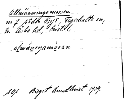 Bild på arkivkortet för arkivposten Allmänningamossen