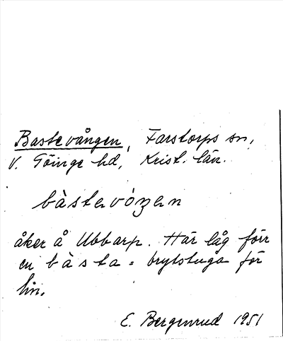 Bild på arkivkortet för arkivposten Bastevången