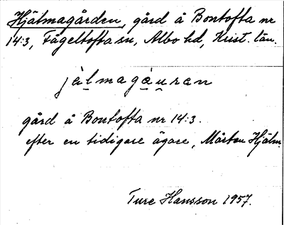 Bild på arkivkortet för arkivposten Hjälmagården