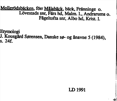 Bild på arkivkortet för arkivposten Mollerödsbäcken, förr Målabäck