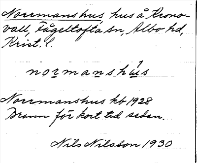 Bild på arkivkortet för arkivposten Norrmanshus
