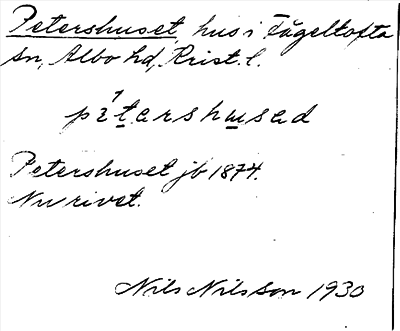 Bild på arkivkortet för arkivposten Petershuset