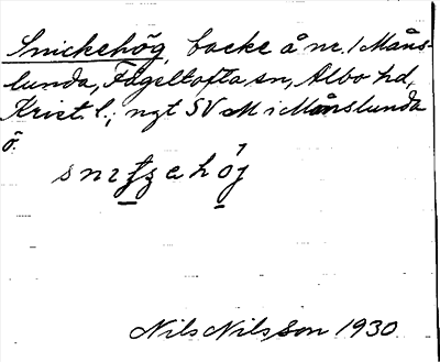 Bild på arkivkortet för arkivposten Snickehög