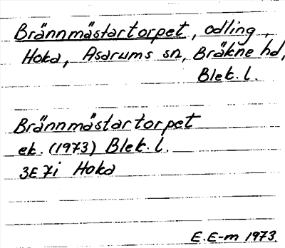 Bild på arkivkortet för arkivposten Brännmästartorpet