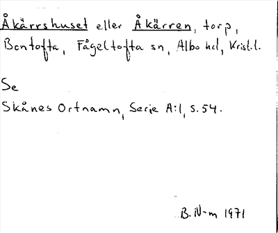 Bild på arkivkortet för arkivposten Äkärrshuset eller Åkärren