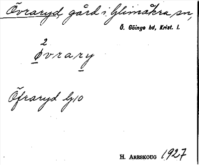 Bild på arkivkortet för arkivposten Övraryd