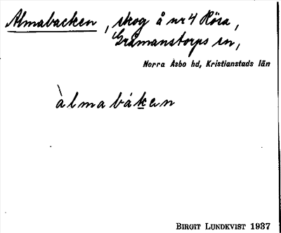 Bild på arkivkortet för arkivposten Almabacken