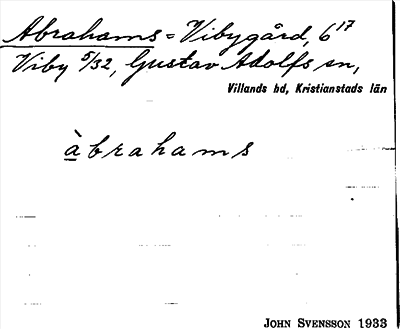 Bild på arkivkortet för arkivposten Abrahams