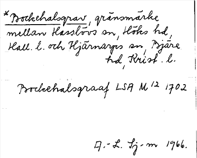 Bild på arkivkortet för arkivposten *Bockehalsgrav