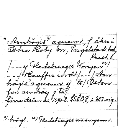 Bild på arkivkortet för arkivposten *Arnhögis agerenn