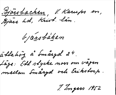 Bild på arkivkortet för arkivposten Björsbacken
