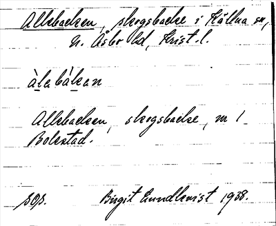 Bild på arkivkortet för arkivposten Allebacken