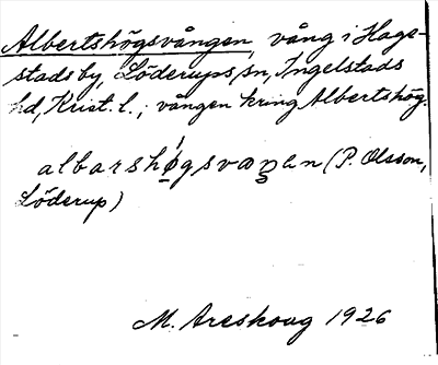 Bild på arkivkortet för arkivposten Albertshögsvången