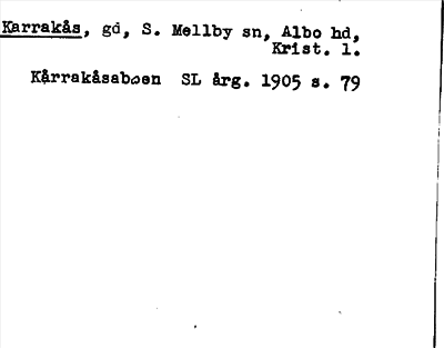 Bild på arkivkortet för arkivposten Karrakås