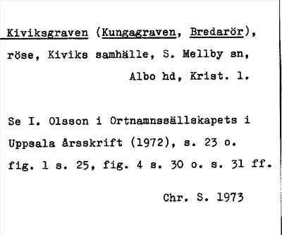 Bild på arkivkortet för arkivposten Kiviksgraven (Kungsgraven, Bredarör)