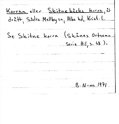 Bild på arkivkortet för arkivposten Korran eller Skitnebäcks korra