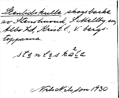 Bild på arkivkortet för arkivposten Stenlidskulle
