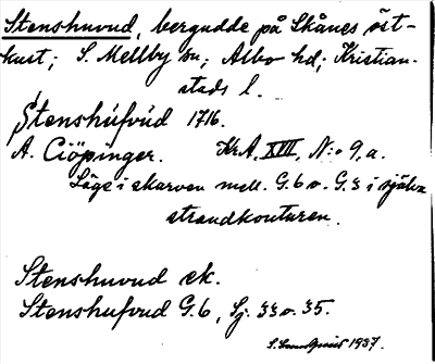 Bild på arkivkortet för arkivposten Stenshuvud