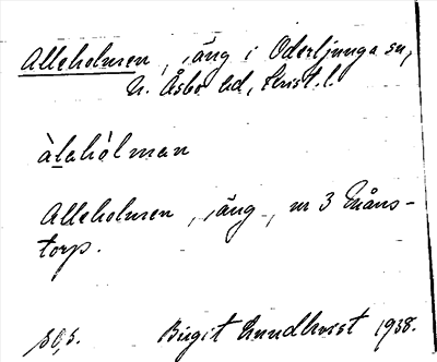Bild på arkivkortet för arkivposten Alleholmen