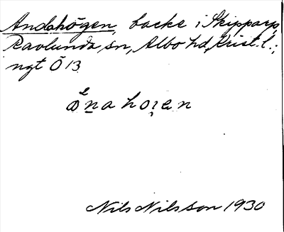Bild på arkivkortet för arkivposten Andahögen