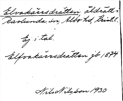 Bild på arkivkortet för arkivposten Elvakärrsdrätten