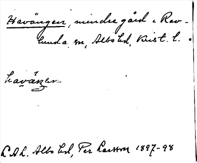Bild på arkivkortet för arkivposten Havängen