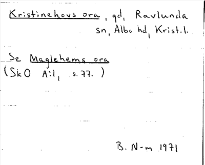 Bild på arkivkortet för arkivposten Kristinehovs ora, se Maglehems ora