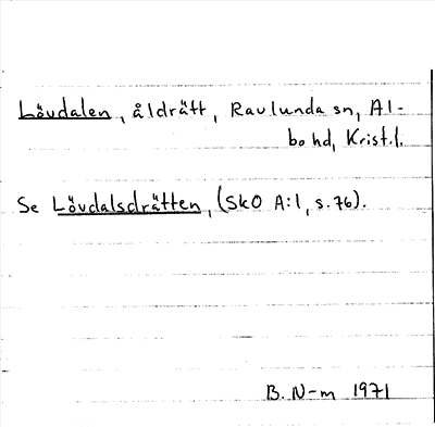 Bild på arkivkortet för arkivposten Lövdalen, se Lövdalsdrätten
