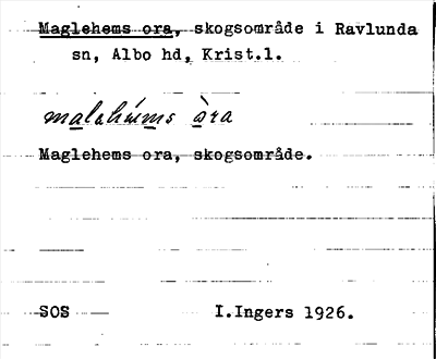 Bild på arkivkortet för arkivposten Maglehems ora