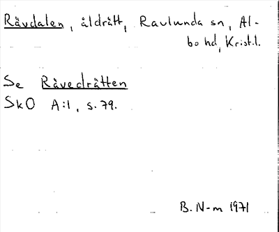 Bild på arkivkortet för arkivposten Rävdalen, se Rävedrätten