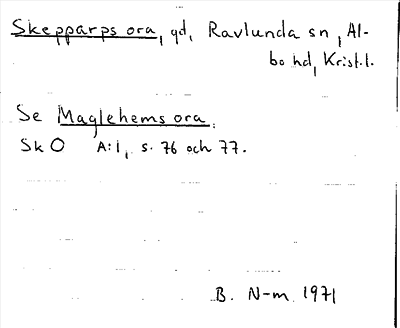 Bild på arkivkortet för arkivposten Skepparps ora, se Maglehems ora
