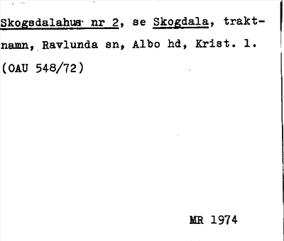 Bild på arkivkortet för arkivposten Skogsdalahus, se Skogdala