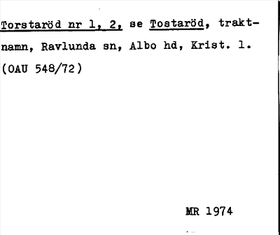 Bild på arkivkortet för arkivposten Torstaröd, se Tostaröd