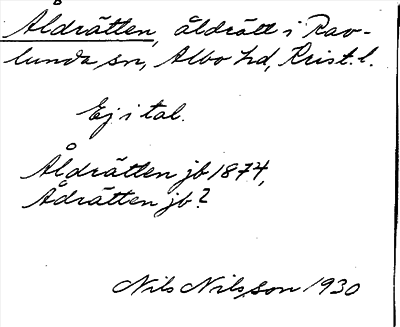 Bild på arkivkortet för arkivposten Åldätten