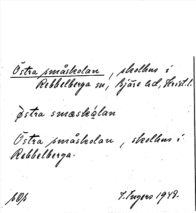 Bild på arkivkortet för arkivposten Östra småskolan