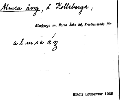 Bild på arkivkortet för arkivposten Almsa äng