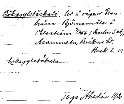 Bild på arkivkortet för arkivposten Bökejylsbäckali