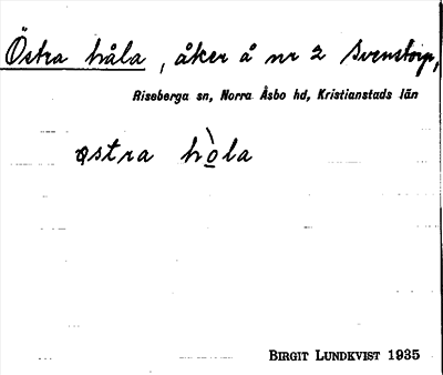 Bild på arkivkortet för arkivposten Östra håla