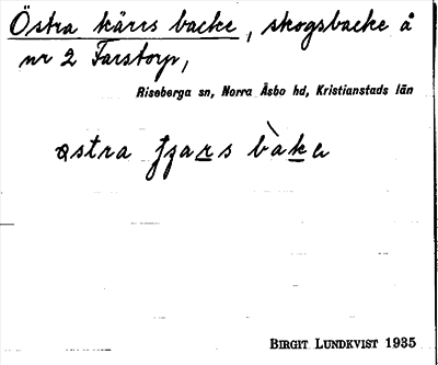 Bild på arkivkortet för arkivposten Östra kärrs backe