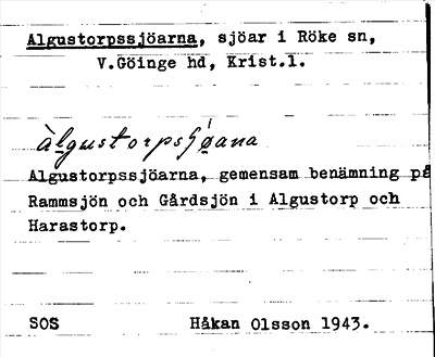 Bild på arkivkortet för arkivposten Algustorpssjöarna