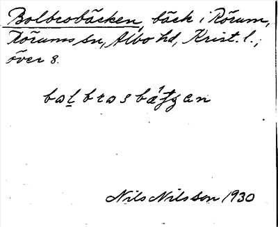 Bild på arkivkortet för arkivposten Bolbrobäcken