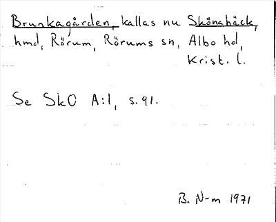 Bild på arkivkortet för arkivposten Brunkagården, nu Skönabäck