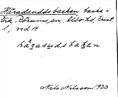 Bild på arkivkortet för arkivposten Häradsuddsbacken
