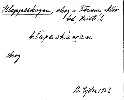 Bild på arkivkortet för arkivposten Klappeskogen