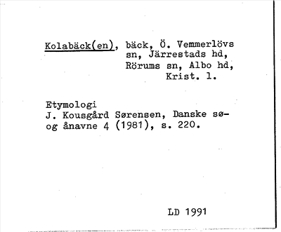 Bild på arkivkortet för arkivposten Kolabäck(en)