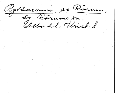 Bild på arkivkortet för arkivposten Rytharumi, se Rörum